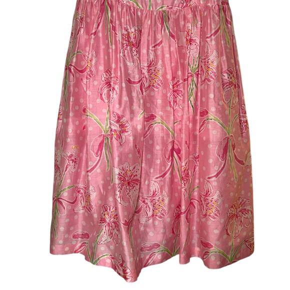Lilly Pulitzer Silk Blend Sleeveless Polka Dot Floral Cocktail Dress Pink Size 8 - Picture 5 of 8